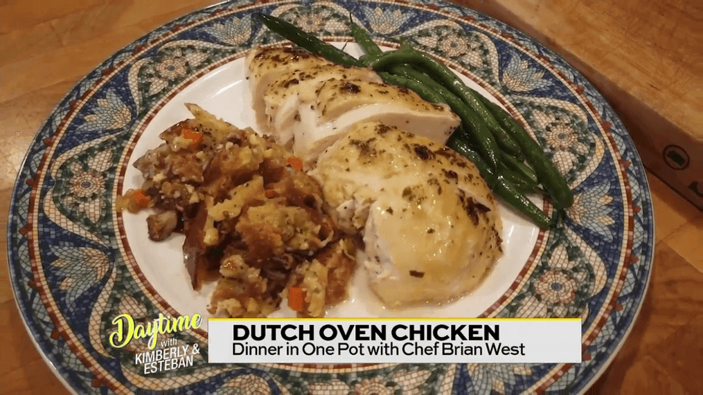 West Wednesday: Dutch Oven Chicken with Herb Bread Pudding 