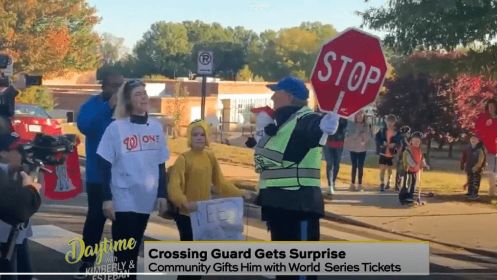 Daytime - Community surprises school-crossing guard