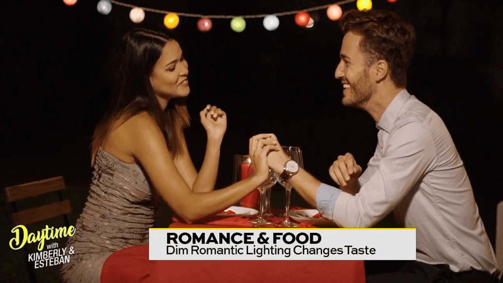 Dim Romantic Lighting Changes Taste of Food 