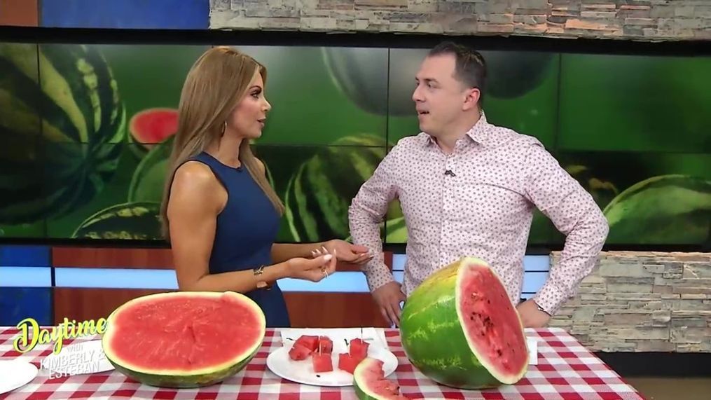 Kimberly and Esteban play a fun game where they try to see who can pick out the best watermelon!