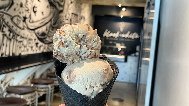 Nestled on the boardwalk on Broadway, Black and White Modern Creamery stands out not just for its innovative ice cream flavors but also for its impeccable cleanliness. (Black and White Modern Creamery)