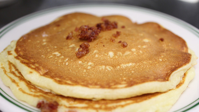 The first person to eat six full size buttermilk pancakes will be declared the champion.
