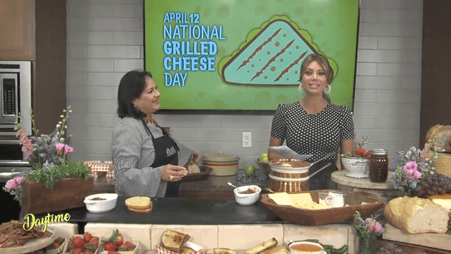 Di-Anna Arias with Don Strange of Texas whipped us up some special grilled cheese sandwiches for National Grilled Cheese Day!