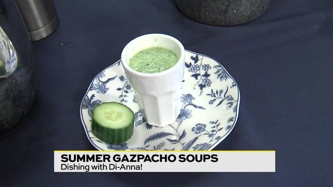 Di-Anna Arias with Don Strange Catering was in the kitchen making two of her famous summer gazpachos.