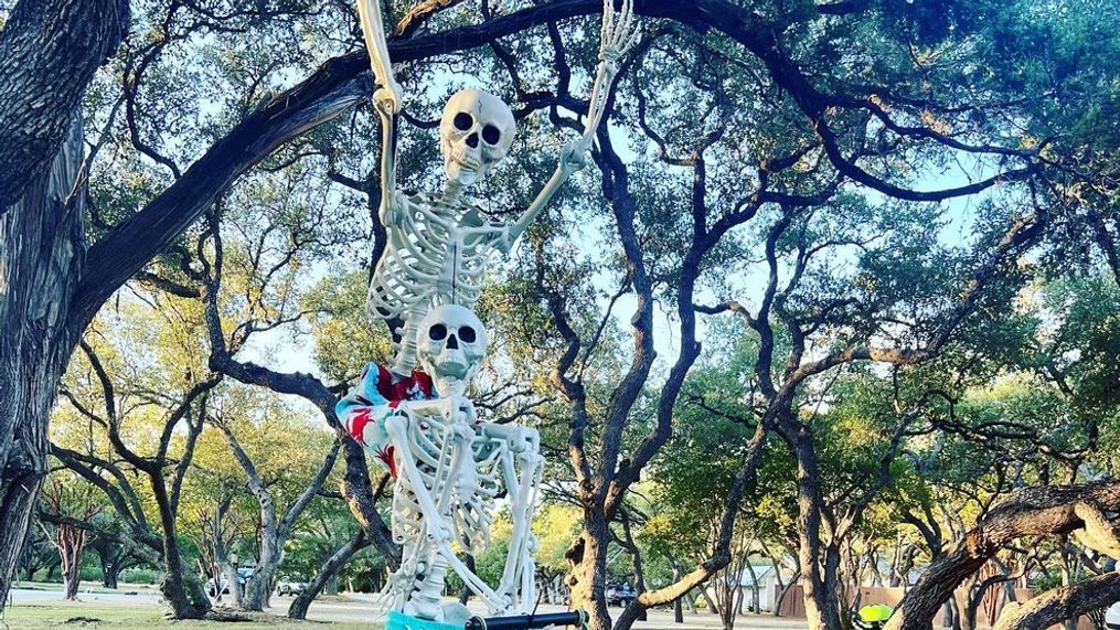 Hill Country Village Mr. Bones is back. Follow along Instagram @Mr.BonesHCV (Alison Bagley)