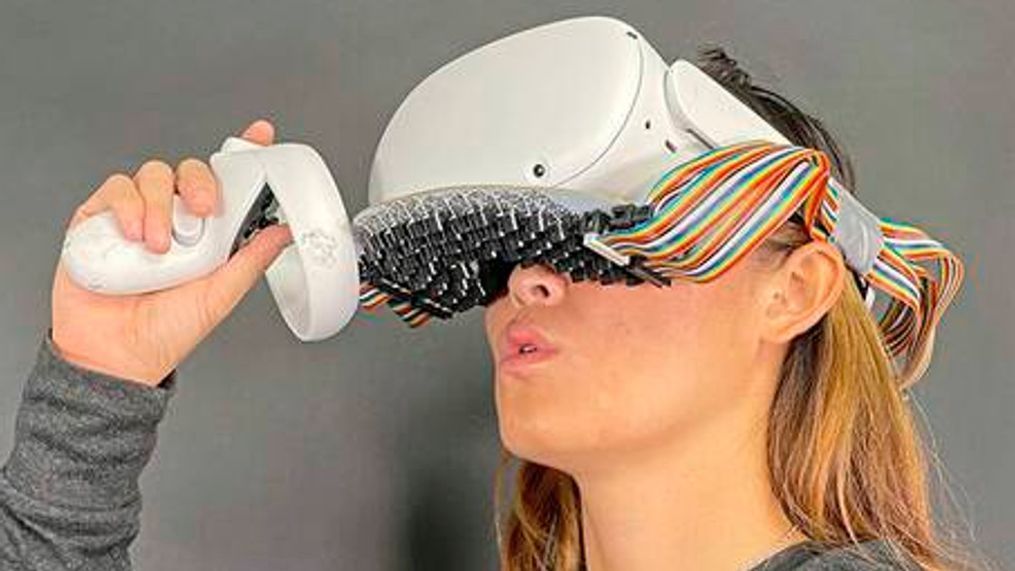 Virtual Kissing Headset (Photo courtesy{&nbsp;}Carnegie Mellon University)