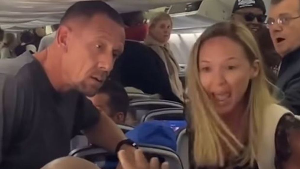 An irate passenger asserted her right to recline in a heated argument caught on video that went viral. (KABC via CNN Newssource)